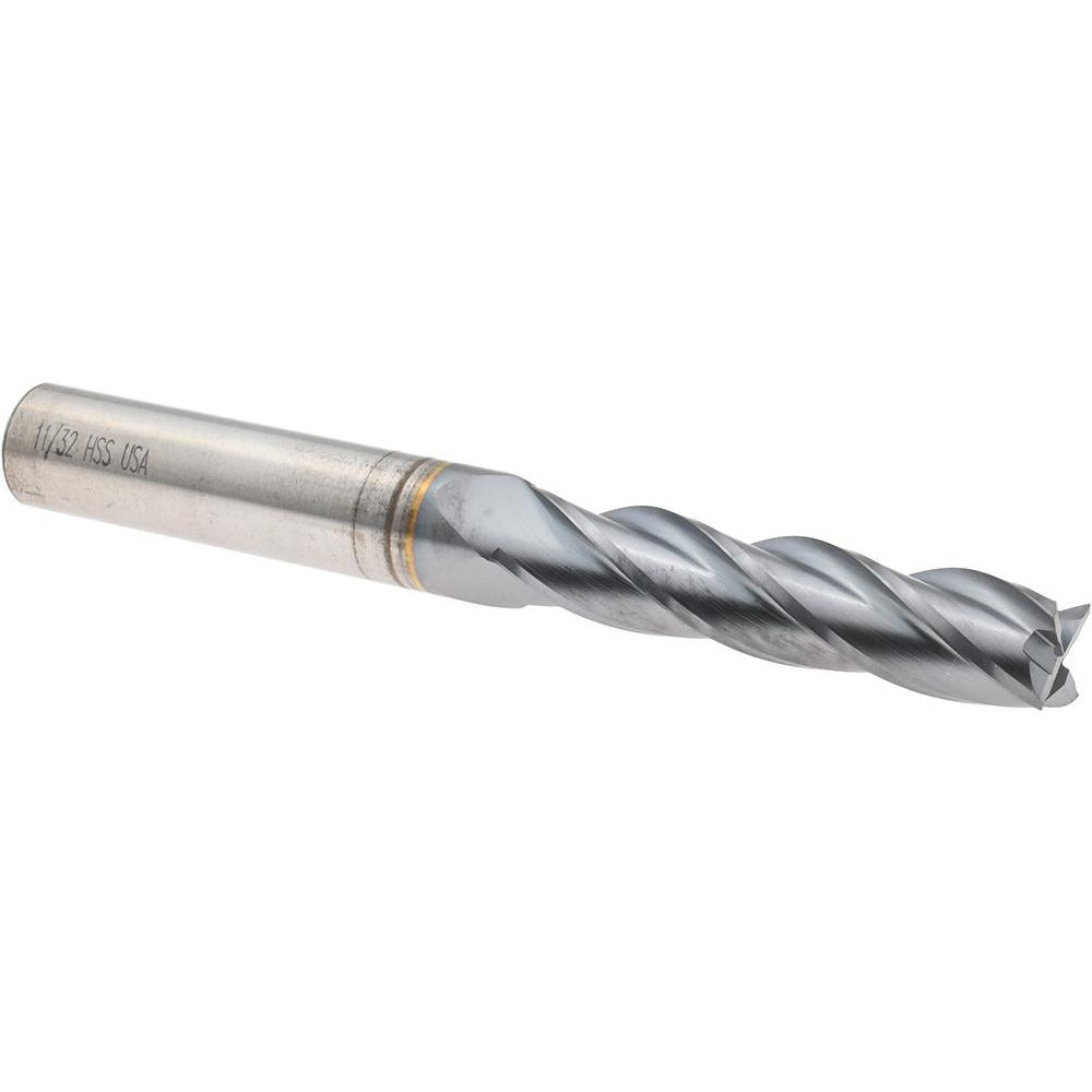 CLEVELAND CONTROLS Cleveland C33411 Square End Mill 11/32 in 4 Flute Hss Ticn