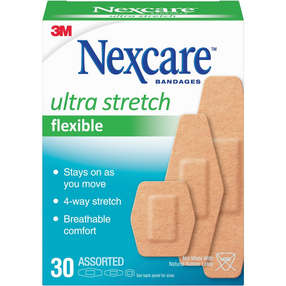 3M 3M MMM57630PB Nexcare Soft 'n Flex Bandages (30/Box Assorted Sizes) 576-30PB