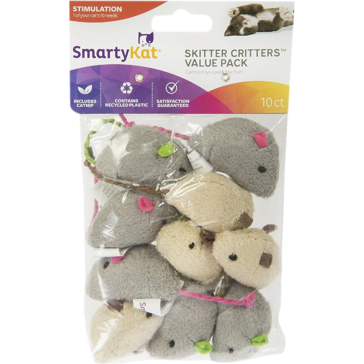 SMARTYKAT Smartykat 09085-94997-024 Catnip Mouse Cat Toy 10 Ct