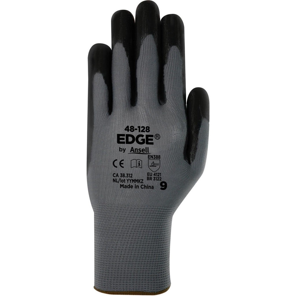 ANSELL Ansell 48128090 Nitrile Work Gloves Large Gray Black