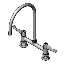 T&S Brass 5F-8DWS09 Lav Faucet Equip Deck Mount 8CC 2 Wrist Swing Gooseneck 9 Inch