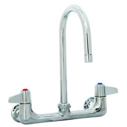 T&S Brass 5F-8WLX05 Lav Faucet Equip Wall Mount 8CC 2 Lever Swing Gooseneck 5-1/2 Inch