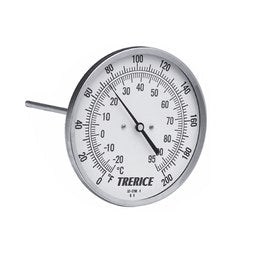 Trerice B8320403 Thermometer Dial Bi-Metal 25 to 125 Degree Fahrenheit 3 Inch Dial Rear 4 Inch Stem