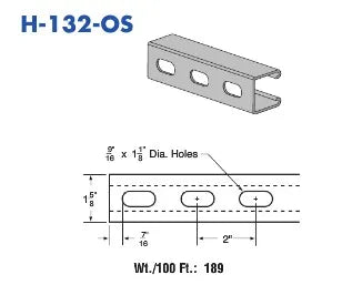 Haydon H-132-OS Galvanized Unistrut Channel 20 Feet Long