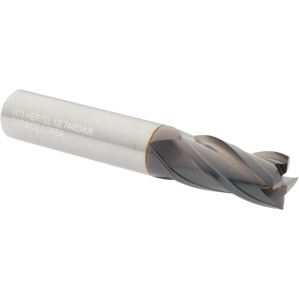 HERTEL Hertel 750221 Square End Mill 0.5 in 4 Flute Solid Carbide Ticn