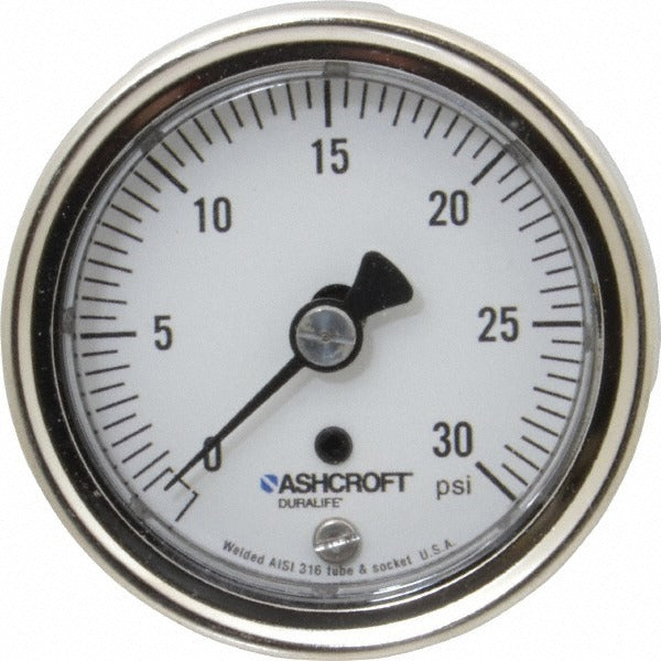 ASHCROFT Ashcroft 94887 Pressure Gauge 0-30 Psi 2.5in Dial Npt
