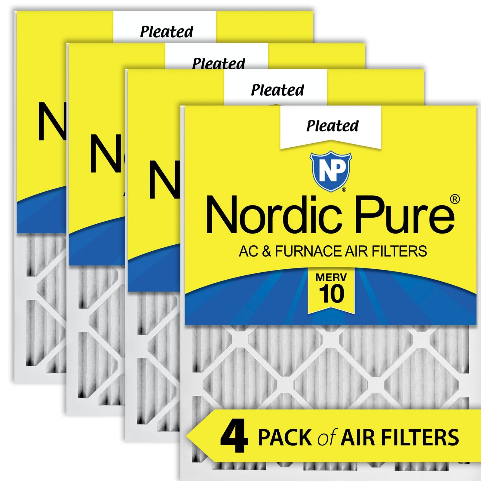 NORDIC PURE Nordic Pure 13x21.5x1CM10-4 Merv 10 Air Filter 4 Pack