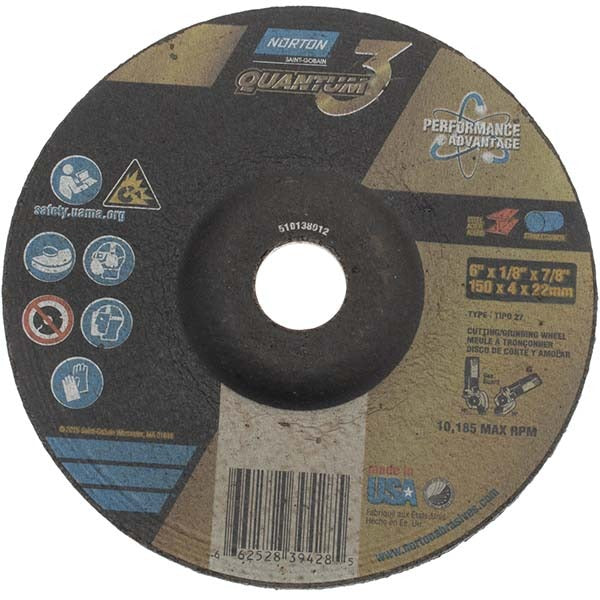 NORTON Norton 66252839428 Type 27 Grinding Wheel 6in Ceramic Alumina 24G