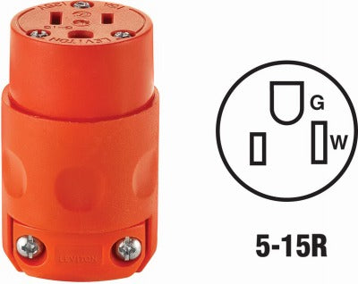 LEVITON Leviton Mfg Co 012-515CV-0OR 15A Cord Connector Orange