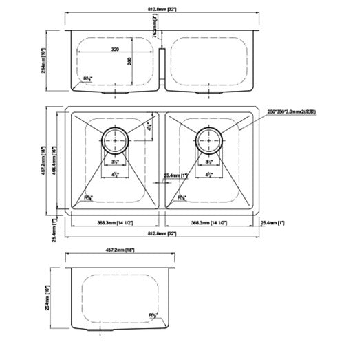 DAKOTA Dakota Plumbing Products DSM-5050LDGBK Undermount Kitchen Sink