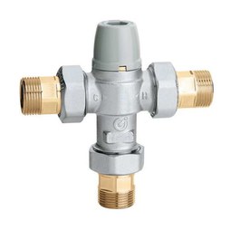 Caleffi 521342A Mixing Valve 5213 Thermostatic 3-Way TubMixer with Check Valve 1/2 Inch Low Lead Brass NPT Male Union 150 Pounds per Square Inch