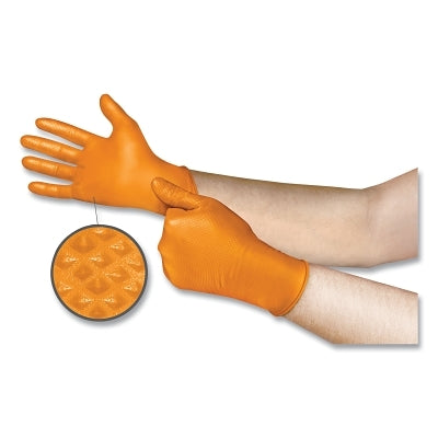 Ansell 93256070 Mega Texture 93-256 Disposable Nitrile Gloves Size 7 Orange