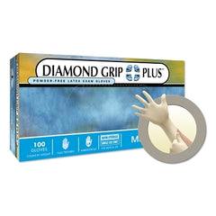 Microflex DGP-350-L Diamond Grip Plus Latex Exam Gloves, Large, Natural Rubber Latex