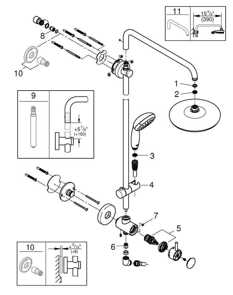 GROHE 26123001 Retro-Fit Single Handle Single Function Shower System 1.75 gpm