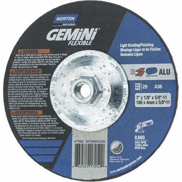 NORTON Norton 66252917052 Type 29 Grinding Wheel 7in 36 Grit