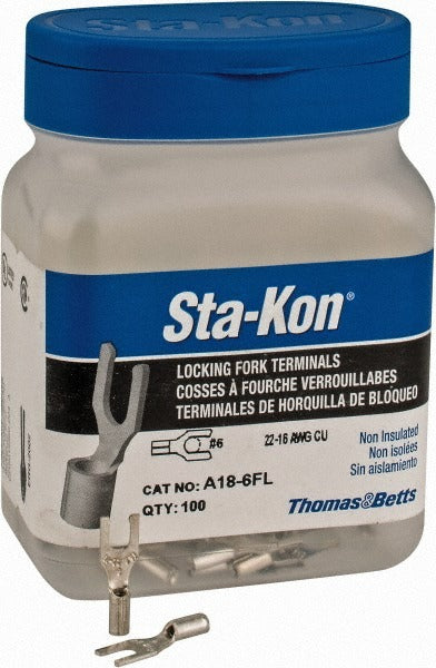 THOMAS & BETTS Thomas Betts A18-6FL Locking Fork Terminal 600V 6 Stud