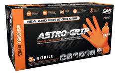 SAS Safety 66473 Astro-Grip 7 mil Size L Powder Free Rubber Disposable Glove in Hi-Visibility Orange Pack of 100