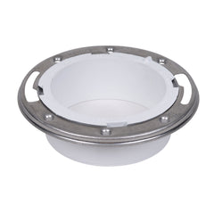 Oatey 43499 Level Fit Closet Flange without Test Cap 4 inch PVC closet flange with stainless steel ring