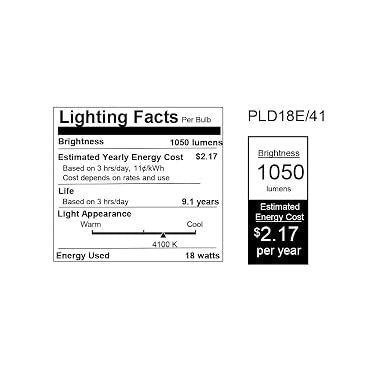 FEIT ELECTRIC Feit Electric PLD18E/41 PL compact fluorescent bulb 18W (1 Pack) Replacement PLD18E/41