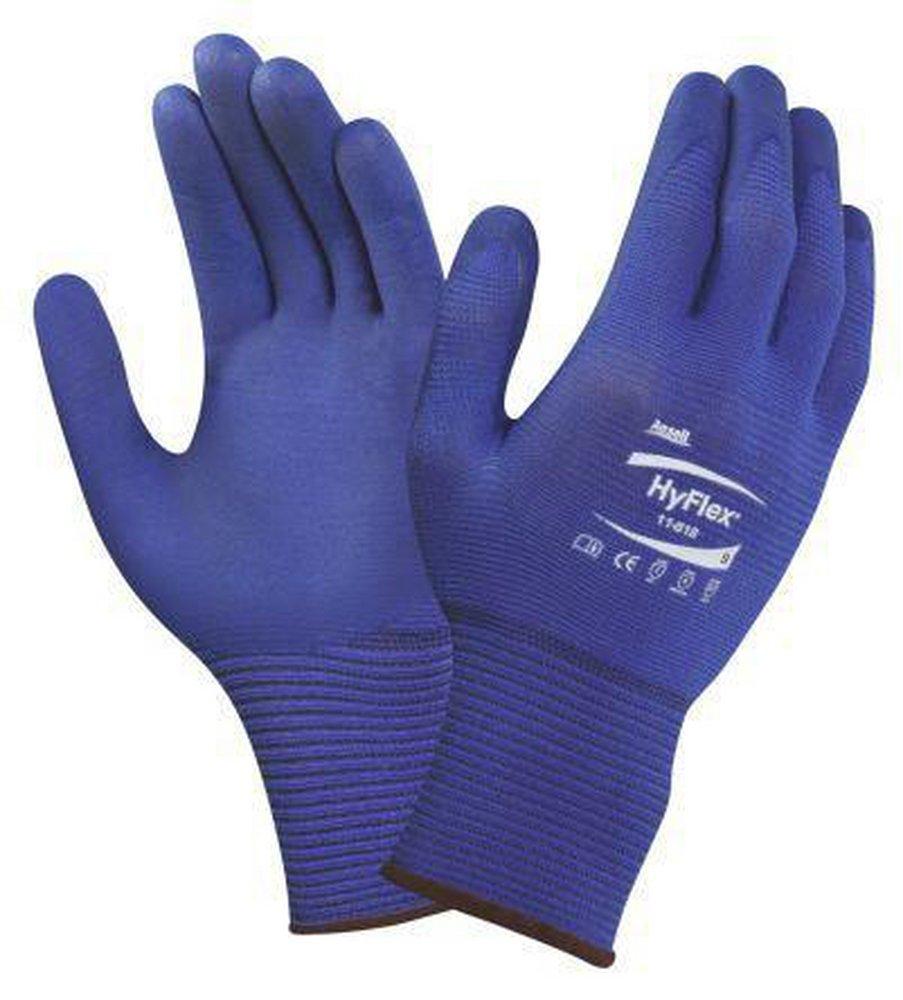 Ansell 11-818-7 HyFlex Plastic Rubber Spandex Reusable Gloves Dark Blue Size 7