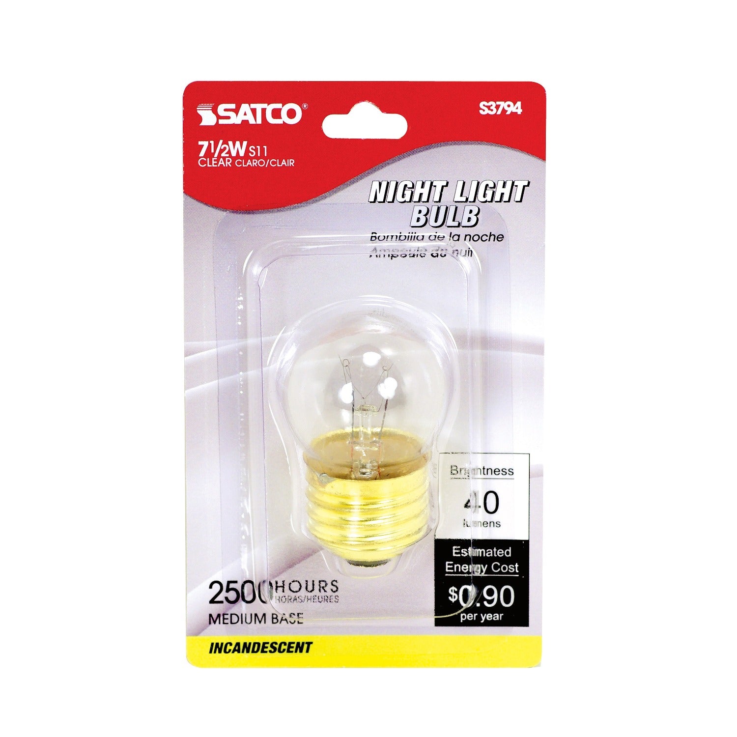 SATCO Satco S3794 S11 Incandescent 7.5 Watt (Carded)