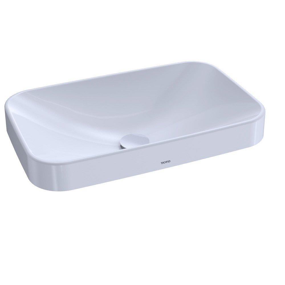 TOTO LT426G#01 Arvina Rectangular 23 Vessel Bathroom Sink with CEFIONTECT, Cotton White