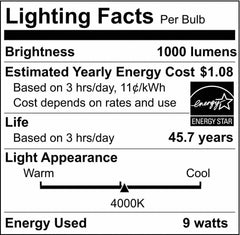 SATCO S29852 9W PL LED Bulb G24Q Base 4000 Kelvin 120°