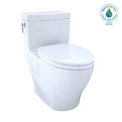 TOTO MS626124CEFG#11 Aimes WASHLET+ One-Piece Elongated 1.28 GPF Universal Height Skirted Toilet with CEFIONTECT, Colonial White