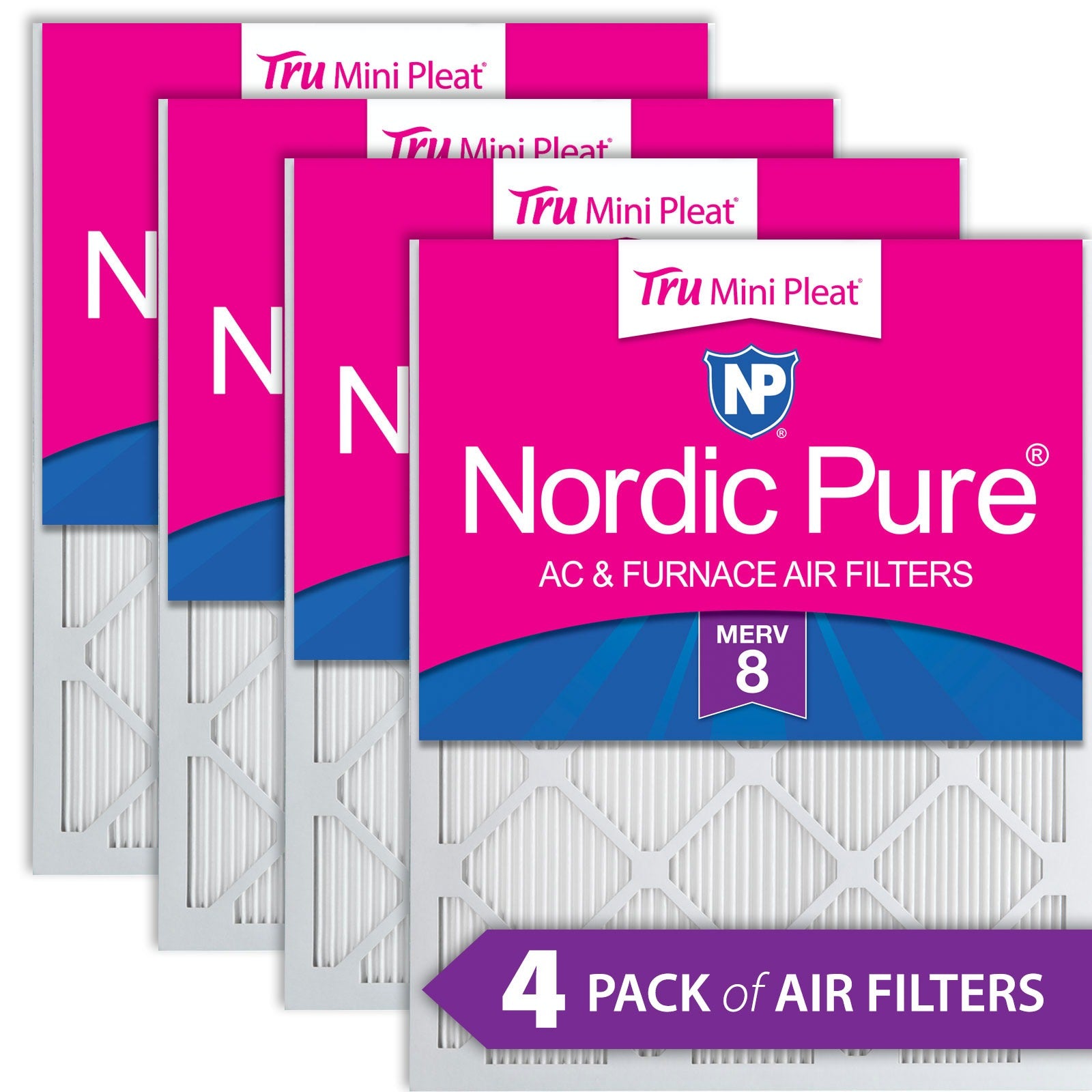 NORDIC PURE Nordic Pure 16x30x1M8MiniPleat-4 Merv 8 Mini Pleat Filter