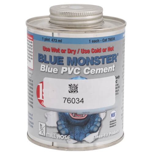 Blue Monster 76034 1 Pint 1-Step PVC Cement (Blue)