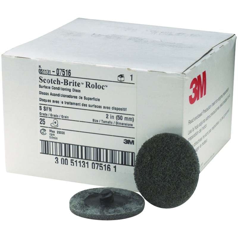 3M 3M 7000028509 Scotch-Brite Roloc Disc Non-Woven 2 Inch Dia 25/Box 07516