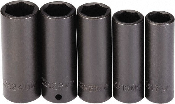 PROTO Proto J74218 Metric Deep Socket Set 5 Pc 1/2 in Drive