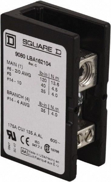 SCHNEIDER ELECTRIC Square D 9080LBA163104 Distribution Block 1P 335A