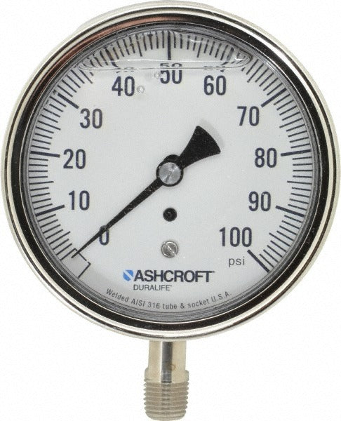 ASHCROFT Ashcroft 94486 Pressure Gauge 0-100 Psi 3.5in Dial Npt
