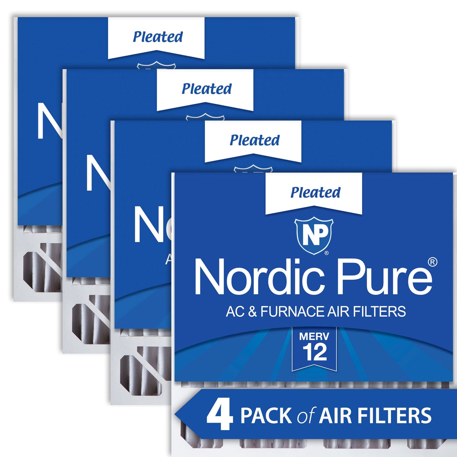 NORDIC PURE Nordic Pure 20x20x5HM12-4 Merv 12 Air Filter 4 Pack