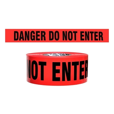 Presco SB3102R10 Barricade Tape DANGER DO NOT ENTER Red 3 in W x 1000 ft L