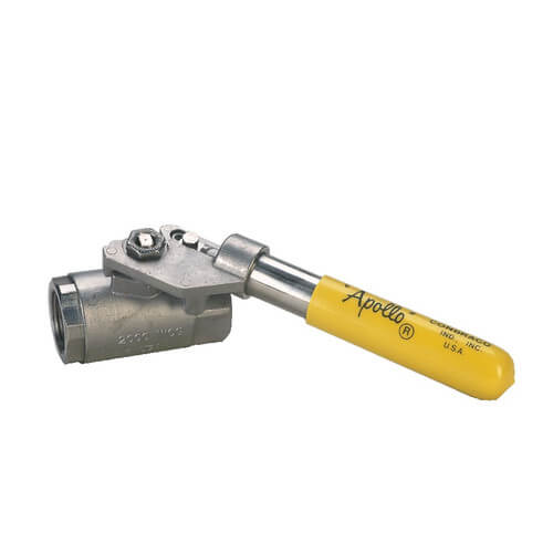 Apollo Valves 7650101A 1/4 Standard Port Stainless Steel Threaded Ball Valve w/ Spring Return Handle