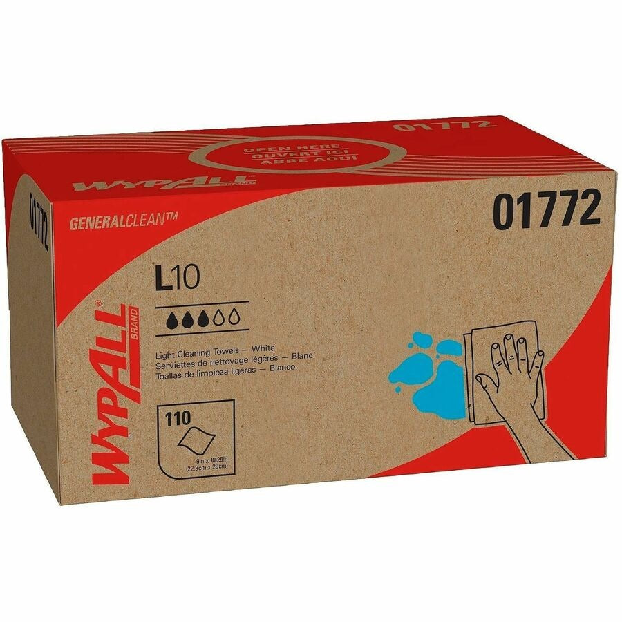 KIMBERLY-CLARK Kimberly-Clark KCC01772 Wypall L10 Sani-Prep Dairy Towels 9 x 10.5 in 110/Pack 18 Packs/Carton