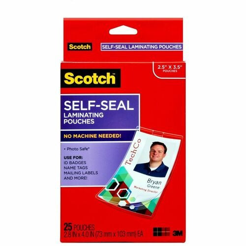 3M 3M MMMLS852G Self-sealing Id Badge Laminate Pouches 25-pack