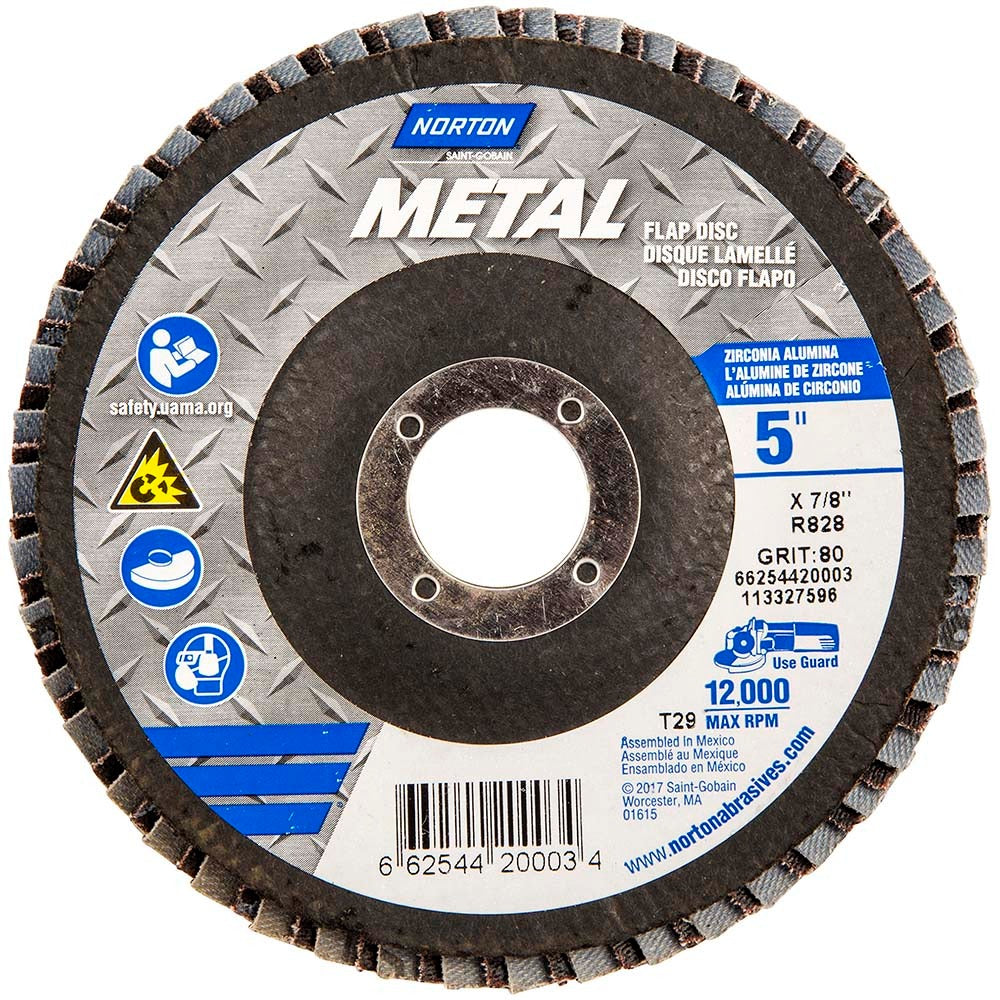 NORTON Norton 66254420003 Flap Disc 80 Grit Type 29 5 Inches