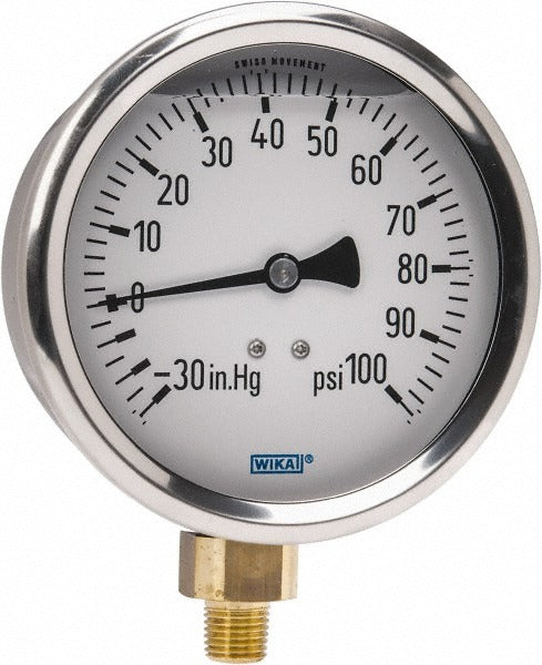 WIKA Wika 9699061 Pressure Gauge 0-100 Psi 4in Dial Npt
