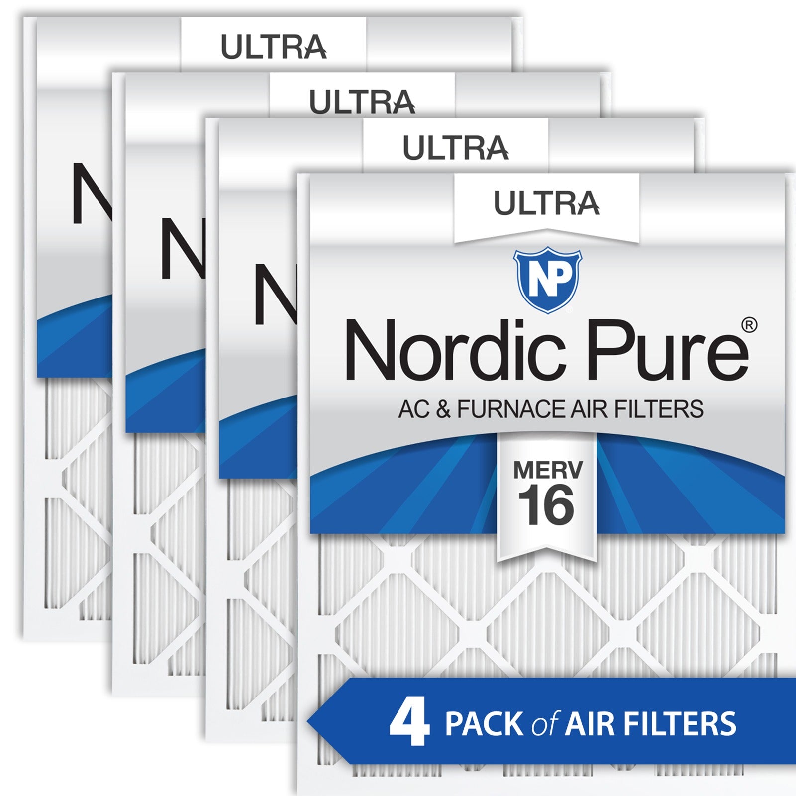 NORDIC PURE Nordic Pure 10x20x1M16-4 Merv 16 Pleated Air Filter 4-pack