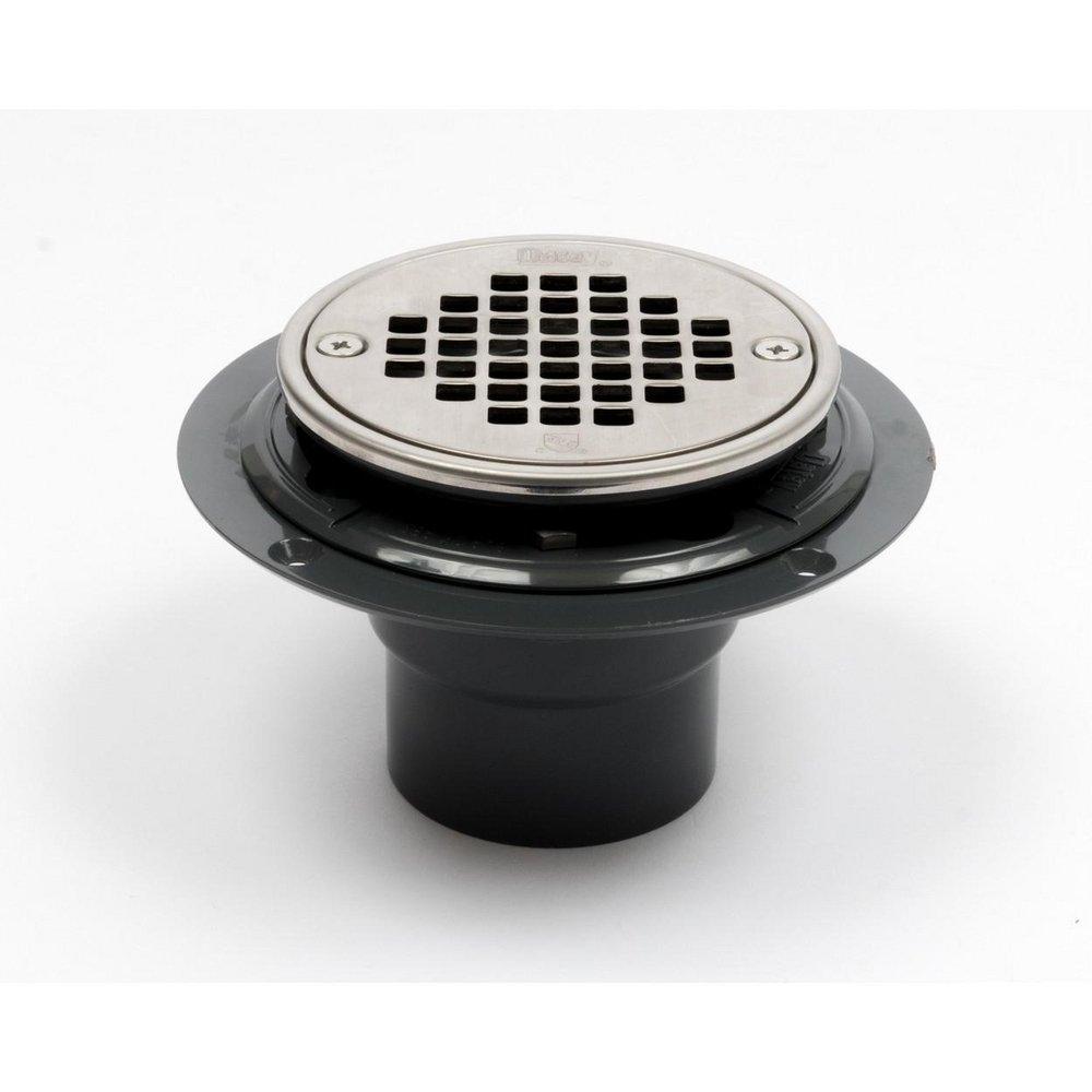 Oatey 42271 130 Series 2 in. DWV PVC Low Profile Drain with Screw Strainer, Ring and Plug