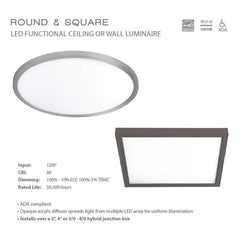 WAC Lighting FM-11SQ-930-WT 11 Square LED Flush Mount - 3000K