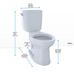 TOTO CST244EF#01 Entrada Two-Piece Elongated 1.28 GPF Universal Height Toilet Cotton White