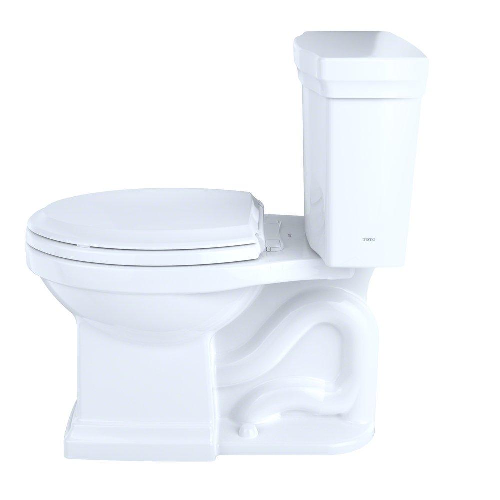 Toto CST404CEFRG#01 Promenade II Two-Piece Elongated 1.28 GPF Universal Height Toilet with CeFiONtect and Right-Hand Trip Lever Cotton White