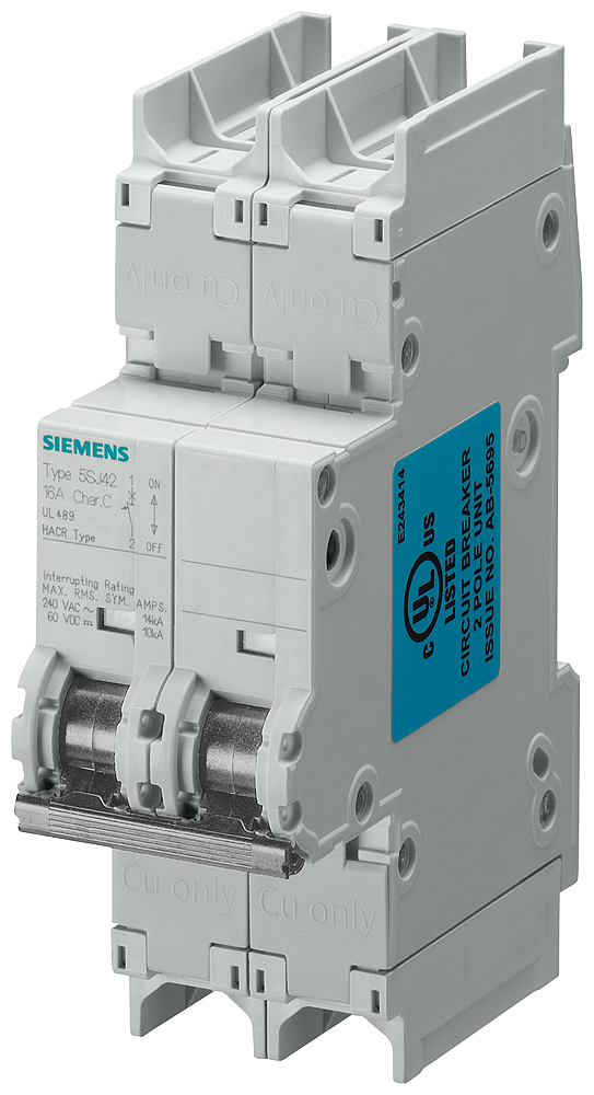 Siemens 5SJ42187HG41 UL489 15 Amp C Trip 2-Pole Type HSJ Miniature Circuit Breaker