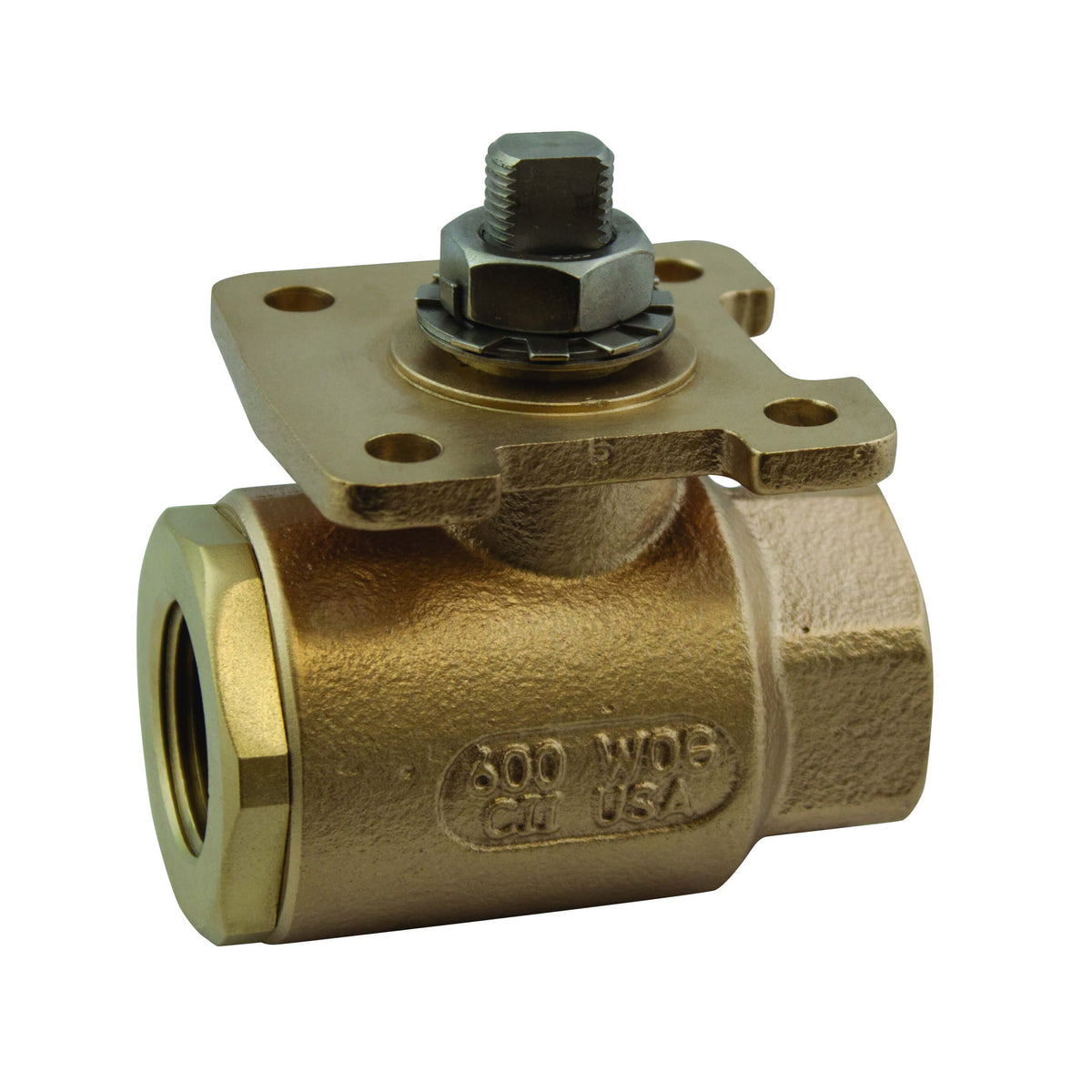 Conbraco 77AR364 Apollo 2-Way Ball Valve - Manually Operated, 2-Way, 600 psi Max, Inline Threaded, Bronze Body, Without Handle - Actuator Ready