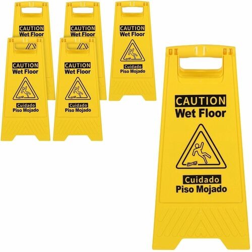 GENUINE JOE Genuine Joe GJO85117CT Wet Floor Sign Bilingual 6CT