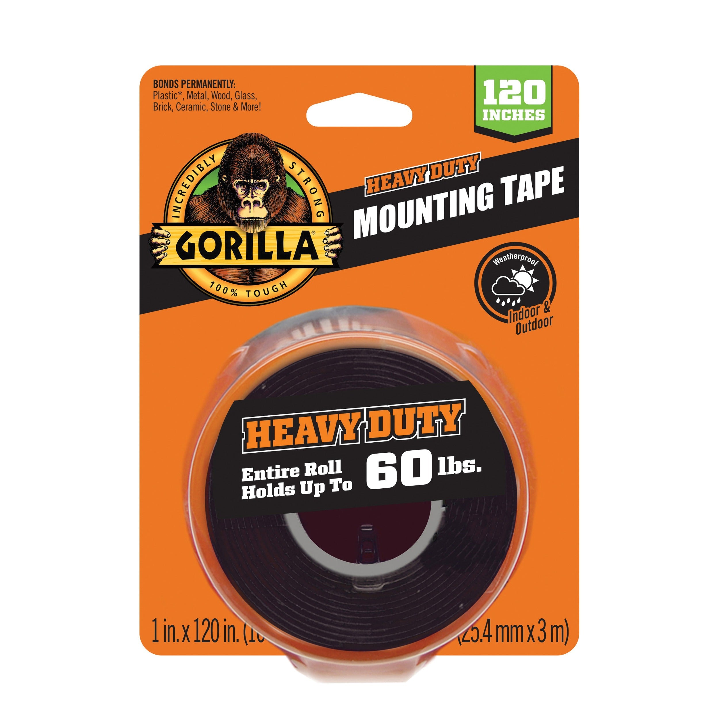 GORILLA Gorilla 102441 Heavy Duty Extra Long Double Sided Mounting Tape (1 in x 120 in) Pack 1